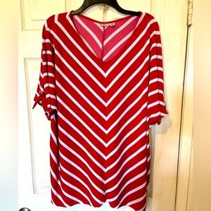 NWOT Croft & Barrow Red & White Chevron Striped Soft Knit Top.